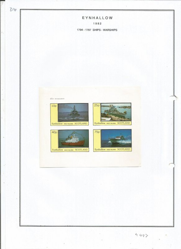EYNHALLOW -1982 - Warships - Sheets - Mint Light Hinged - Private Issue