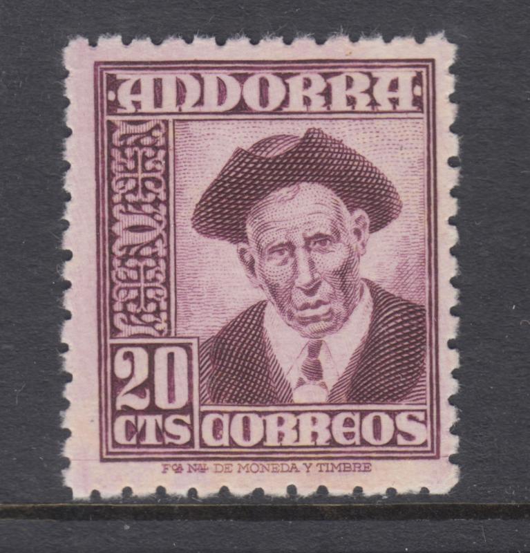 Andorra, Spanish Sc 40 MNH. 1948 20c Provost definitive, fresh