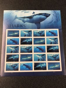 US 5223 -27 Sharks Sheet of 20 Forever Stamps Mint Never Hinged