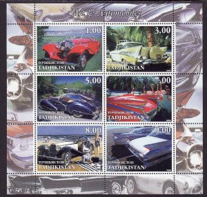 Tajikistan-unused NH sheet of 6-Automobiles-Classic Cars-2003-