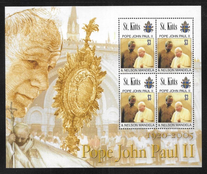 St. Kitts 637 Pope John Paul II and Nelson Mandela m/s MNH