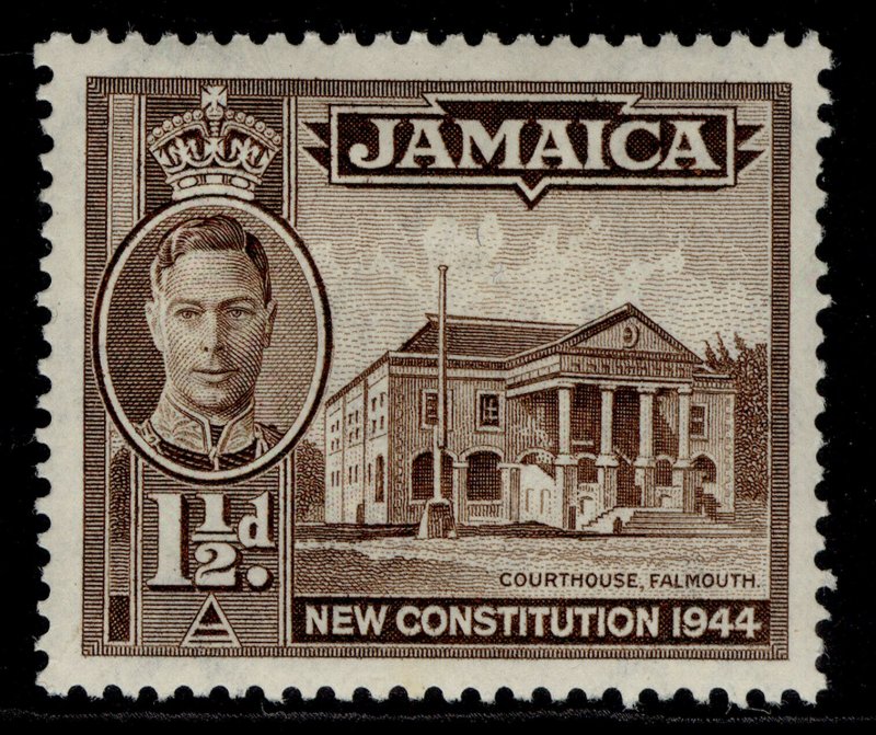 JAMAICA GVI SG134a, 1½d sepia, M MINT. Cat £18. PERF 12½ X 13 