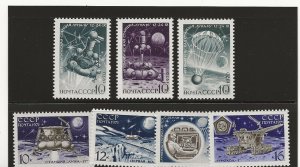 thematic stamps Russia 1971 Space two sets sg.3885-7 & 3918-21  MNH