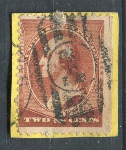 USA; 1870s early classic Washington issue used shade of 2c. + Postmark