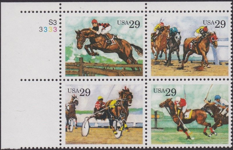 2759a Sporting Horses Plate Block MNH