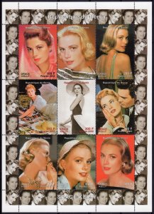 Benin 2002  GRACE KELLY  Sheetlet of 9 values Perforated #1 MNH