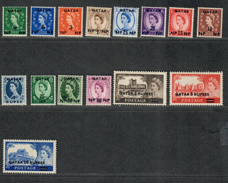 Qatar Sc#1-15 M/H/VF, Cv. $41.10