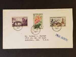 1963 St Pierre Miquelon Martinique to Anderson Indiana USA Air Mail Cover