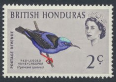 British Honduras SG 203 SC # 168 MLH  Birds Honeycreeper  see scans