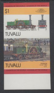 Tuvalu Sc 294 var MNH. 1985 $1 Pearson Locomotive, imperf se-tenant pair VF