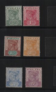 St Helena 1890-96 SG46-51 - Six mounted mint definitives