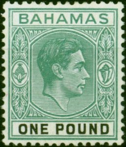 Bahamas 1944 £1 Deep Grey-Green & Black SG157b Ordin Paper V.F VLMM