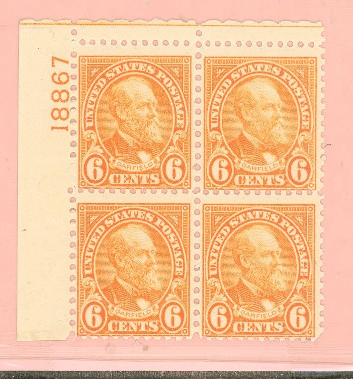 United States #638  Plate Block