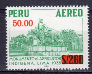 Peru 1977 Sc#C454  Monument to Native Farmer ovpt.new value 50S (1) MNH