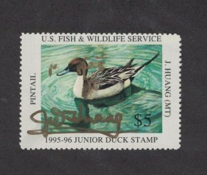 JDS3 Junior Duck Stamp. Single.  MNH. OG. Artist Signed. Gold Pen.  #02 JDS3ASGP