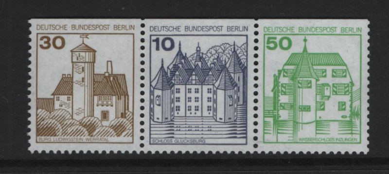 Germany  Berlin #9N391  MNH 1977 combination castles  30 + 10 + 50pf top Imperf.