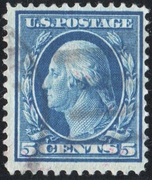 SC#335 5¢ Washington Single (1908) Used