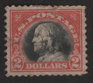 US Sc#523 M/H/F, small damage top center, crease, red orange/black, Cv. $525