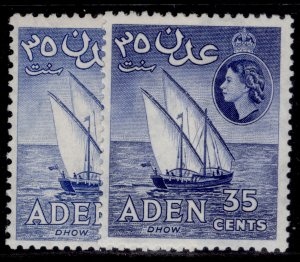 ADEN QEII SG57 + 57a, 35c SHADE VARIETIES, VLH MINT. Cat £23.