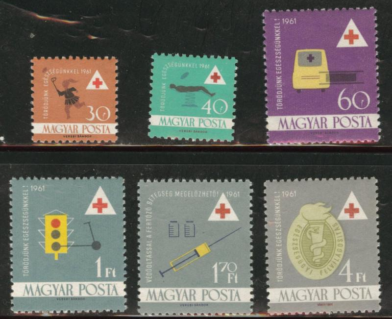 HUNGARY MAGYAR  Scott 1366-71 MNH** 1961 Red Cross set