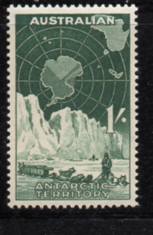 Australian Antarctic Territory Sc L3 1959 1/ map & dogsled stamp mint NH