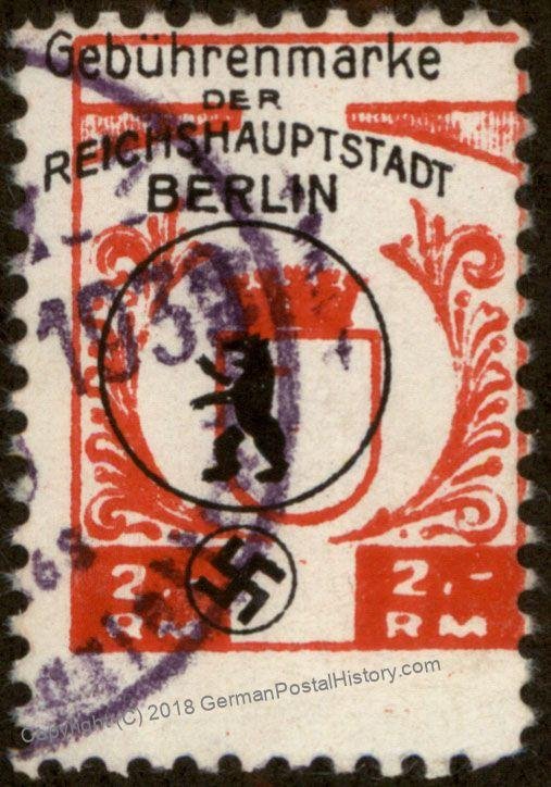 Germany NSDAP 1939 Berlin RM Dues Revenue Stamp 96227