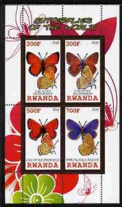 RWANDA - 2010 -  Butterflies of the World #2  - Perf 4v Sheet -MNH-Private Issue