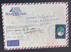 1977 Papeete Tahiti French Polynesia Hotel Airmail Cover To New Caledonia