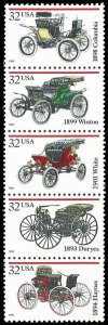 PCBstamps   US #3019/3023a V Strip $1.60(5x32c)Antique Automobiles, MNH, (6)