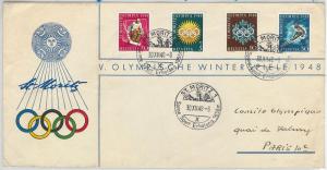 65164 - SWITZERLAND - POSTAL HISTORY - OFFICIAL FDC COVER 1948 - WINTER OLYMPICS