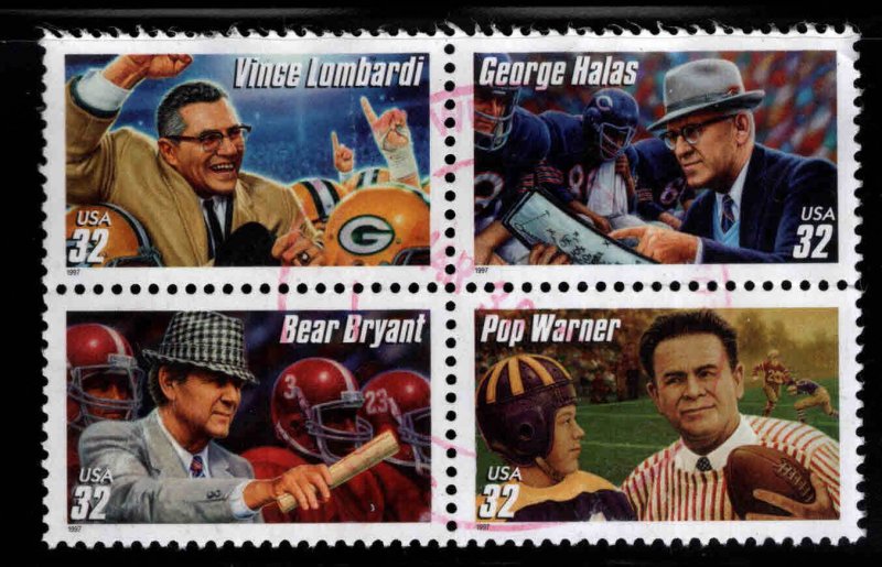 USA Scott 3143-3146a Used American football stamp set