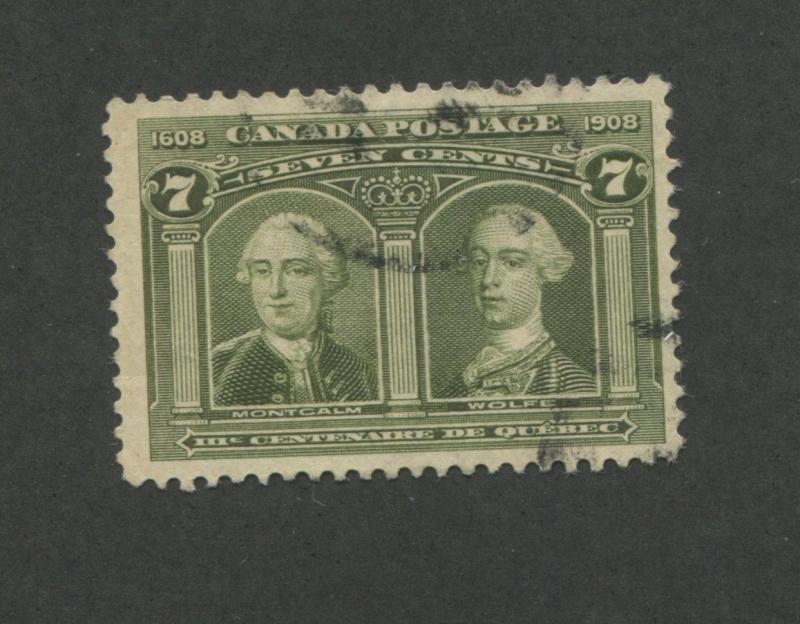 1908 Canada Generals Montcalm & Wolfe 7c Postage Stamp #100 Value $100