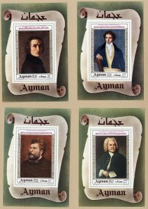 Trucial states Ajman Michel 425-428 Opera music Bach Liszt Bizet Bellini MNH