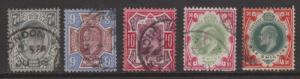 Great Britain 1902-1911 KEVII Sc#136-138, 145 Used