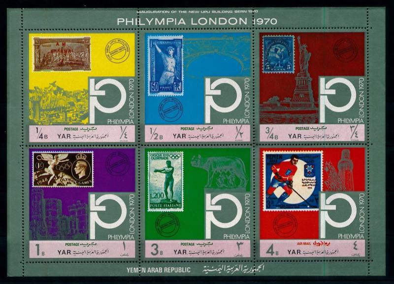 [77940] Yemen YAR 1970 UPU Stamps on Stamps Olympic Games Full Sheet MNH