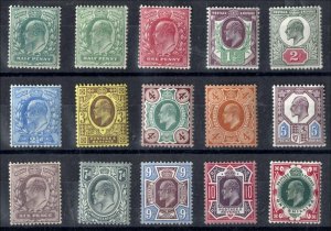 GB 1902 ½d - 1s set of 15 unmounted mint sg215-314, v fresh