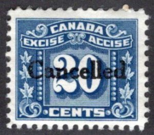 FX76, van Dam, Canada, Excise,  20c, Precancel, International Playing Card Co.