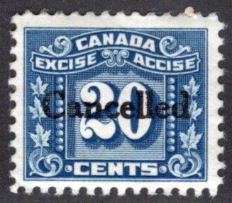 FX76, van Dam, Canada, Excise,  20c, Precancel, International Playing Card Co.