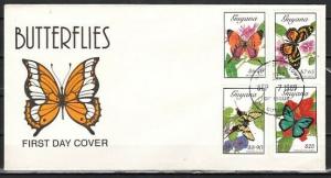 Guyana, Scott cat. 2211-2214. Butterflies Part 2 on a First Day Cover. ^