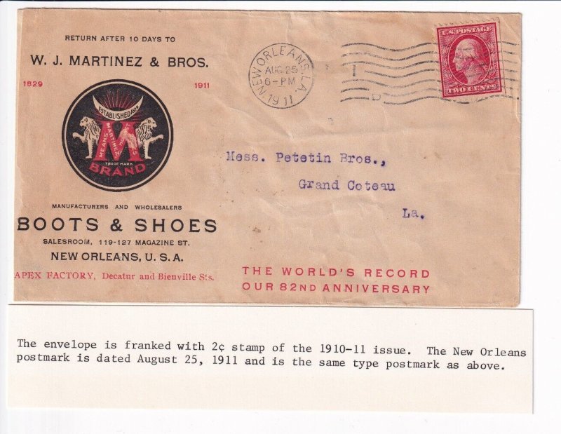 Advertising Boots & Shoes, New Orleans to Grand Coteau, LA 1911 (27147