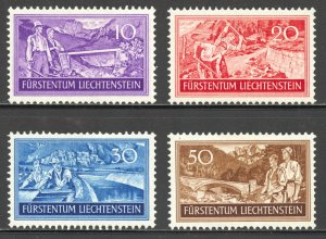 Liechtenstein Scott 132-35 Unused LHOG - 1937 Labor Issue - SCV $7.00