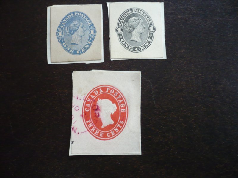 Stamps - Canada - Cut Squares Used and Unused - 3 Items