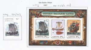 LITHUANIA - 1997 - Old Baltic Ships -  Perf Single Stamp & 3v Souv Sheet - M L H