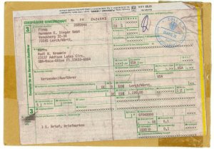 Germany to USA Deutsche Post Registered Airmail Commercial Cover Customs Label