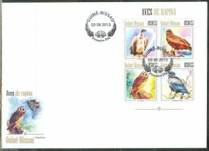GUINEA BISSAU 2013  BIRDS OF PREY  SHEET  FIRST DAY COVER