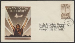 1943 Minkus Patriotic Cover 'On To Victory For Liberty' Tobermory ONT Split Ring