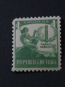 ​CUBA-1939-SC#356-CUBA'S TOBACCO INDUSTRY-CIBONEY INDIAN &  CIGARS-MINT-VF