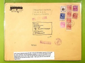 New York to Amsterdam, Netherlands 1950 Airmail, Reg, PMR,Lg Cvr, Prexies(49789)