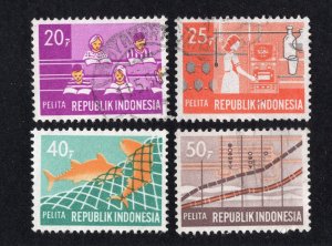 Indonesia 1969 20r, 25r, 40r, 50r Industry, Scott 771-772, 774-775 used