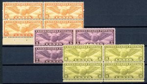 USAstamps Unused FVF US 1931 Airmail Winged Block Set Scott C16, C17, C19 OG MNH